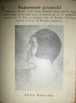 Najnowsze piosenki,Zofia Batycka, po 1930